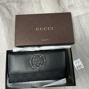 Gucci Brand new black long wallet monogram with leather
